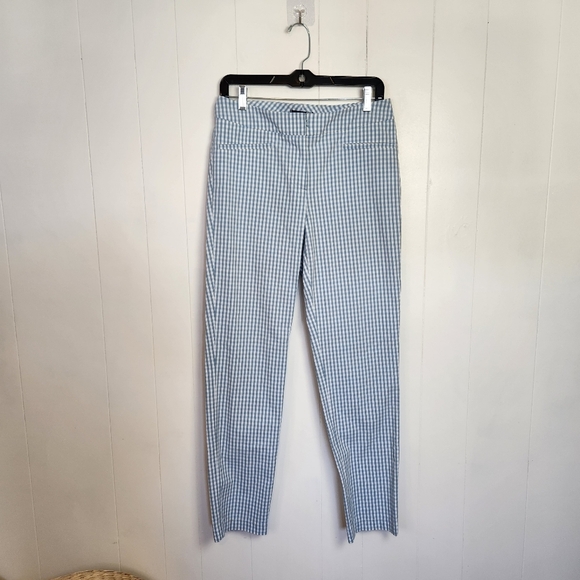 Atelier Gardeur Blue Ginhgam Check Mid Rise Pants Size 36 Medium Long Tall - Picture 11 of 11